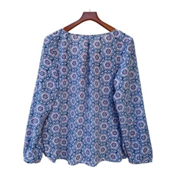 Sanctuary Women's Geometric Print Semi Sheer Peasant Blouse Size Large - Picture 2 of 7